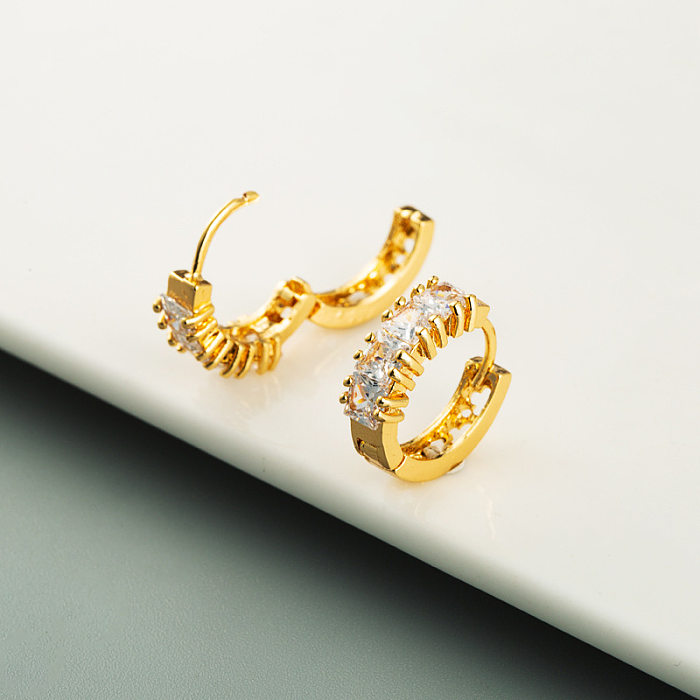 Boucles d'oreilles en cuivre et Zircon micro-incrustés de Style coréen, bijoux en gros