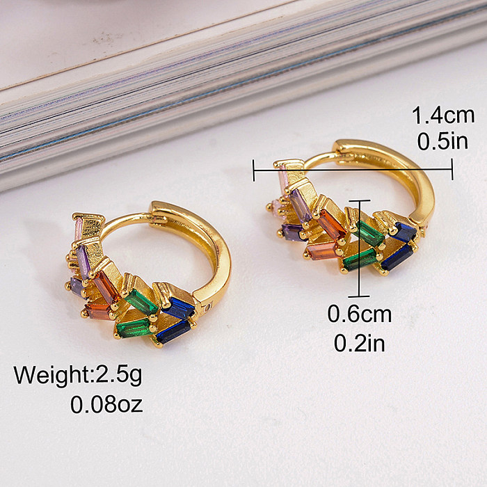 1 Pair IG Style Vintage Style Leaves Plating Inlay Copper Zircon 18K Gold Plated Earrings