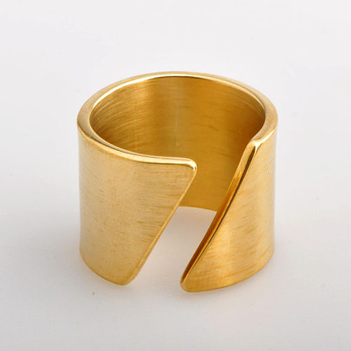 Großhandel, einfacher Stil, geometrischer breiter Bandring aus Titanstahl, offener Ring