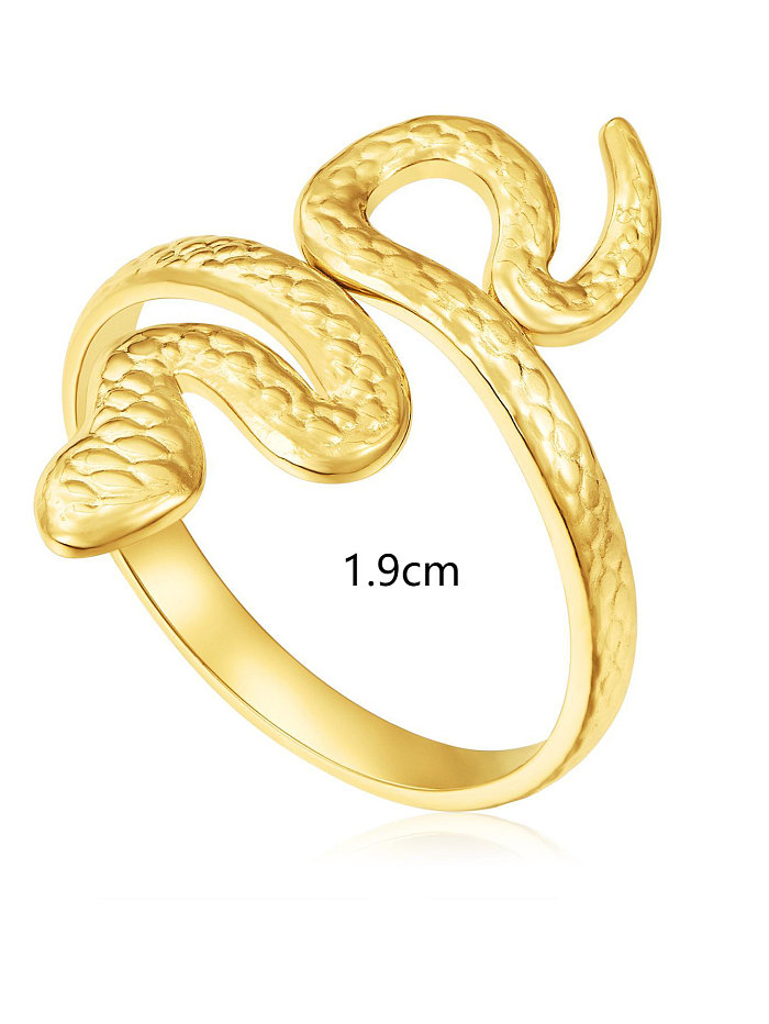 Anéis banhados a ouro 18K com revestimento de aço inoxidável cobra estilo clássico