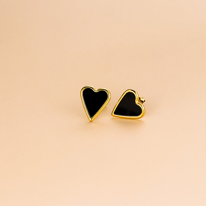 Moda coração forma aço inoxidável banhado a ouro brincos colar 1 peça