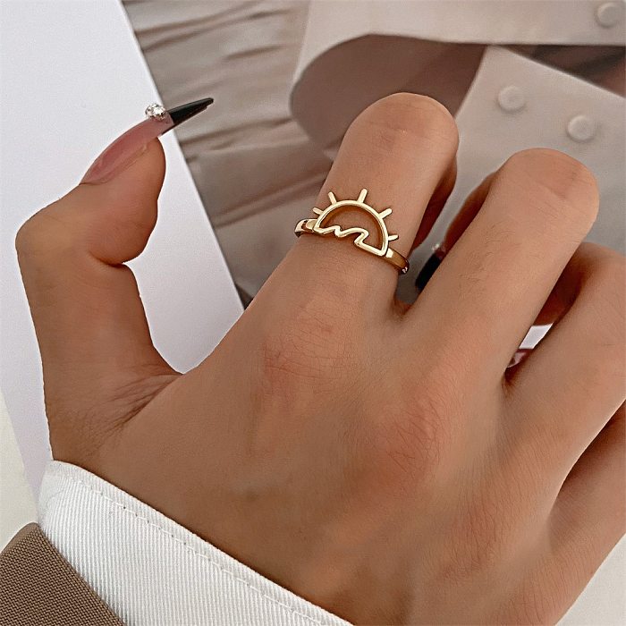 Simple Style Sun Sea Wave Copper Plating Hollow Out Open Ring
