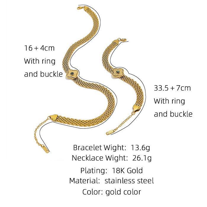 Simple Style Flower Stainless Steel Titanium Steel Plating 18K Gold Plated Bracelets Necklace