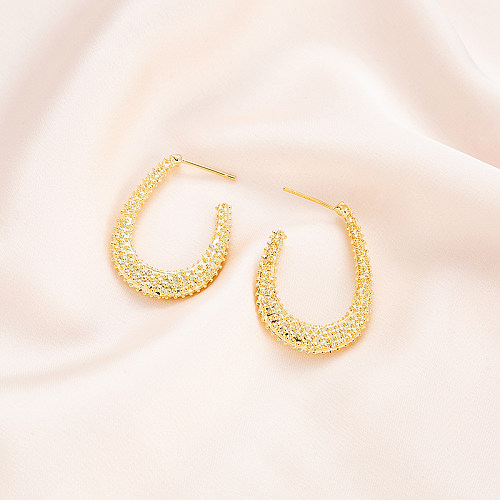 1 Pair Basic Simple Style C Shape Plating Copper 18K Gold Plated Ear Studs