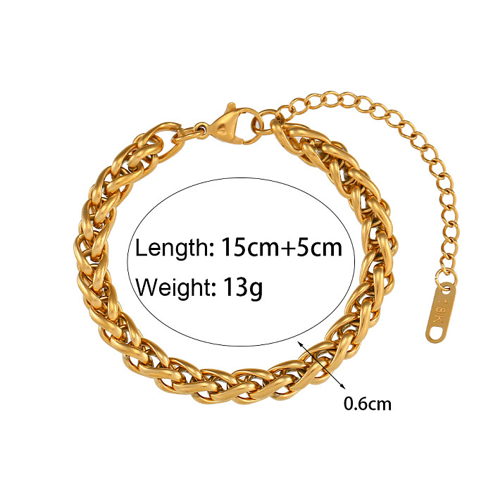 Vintage Style Simple Style Solid Color Stainless Steel Plating 18K Gold Plated Bracelets Necklace