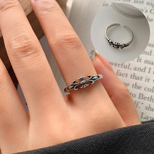 Anel cruz não-desbotamento estilo frio nicho feminino luz luxo e simplicidade 925 anel de prata esterlina versátil anel de abertura