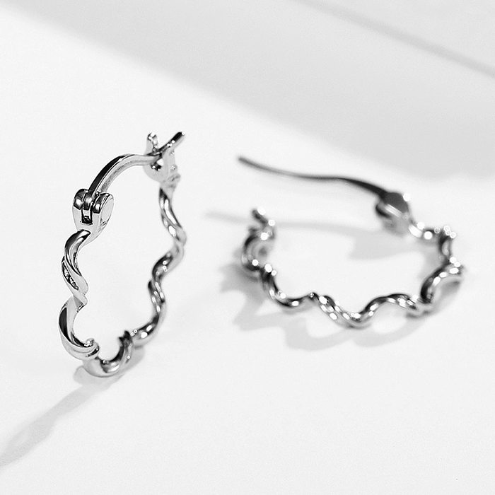 1 Pair Simple Style Waves Copper Earrings