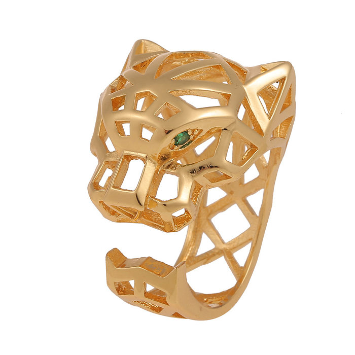 Novo Cobre mão jóias hip-hop leopardo aberto cauda anel feminino