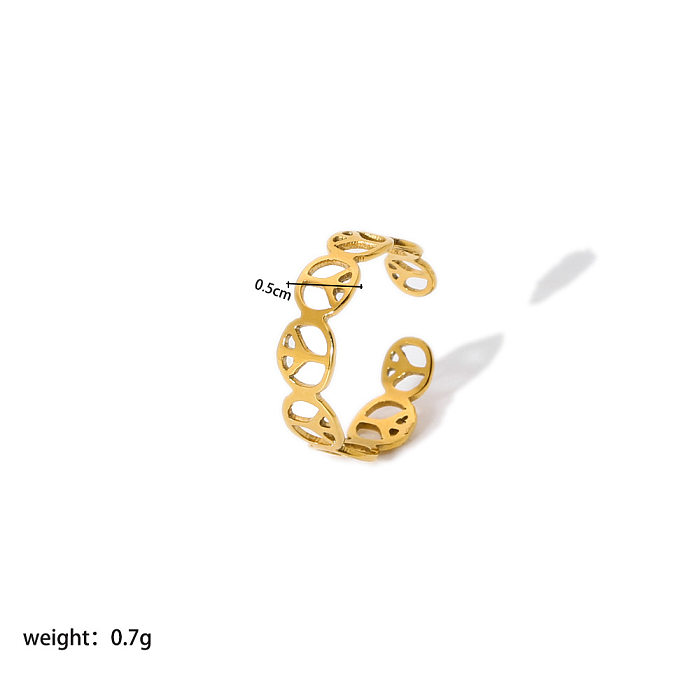 O chapeamento de aço inoxidável geométrico da cor sólida do estilo simples escava anéis abertos banhados a ouro 18K