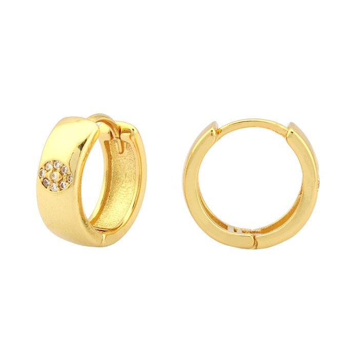 1 Pair Simple Style Cross Devil'S Eye Heart Shape Plating Inlay Copper Zircon 18K Gold Plated Hoop Earrings