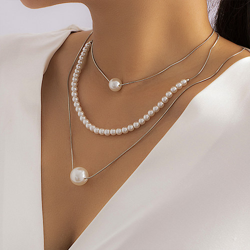 Collier en cuivre avec perles d'imitation à la mode, colliers en cuivre non sertis quotidiennement