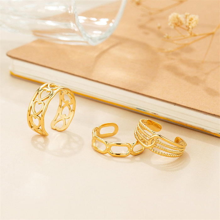 Elegant Simple Style Classic Style Heart Shape Stainless Steel Titanium Steel Polishing Plating Gold Plated Open Rings