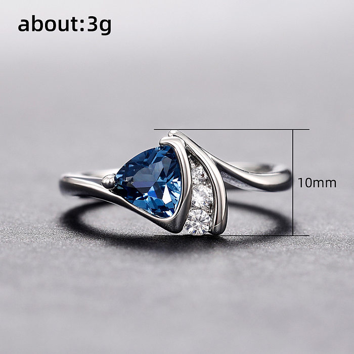 Modern Style Triangle Copper Inlay Zircon Rings