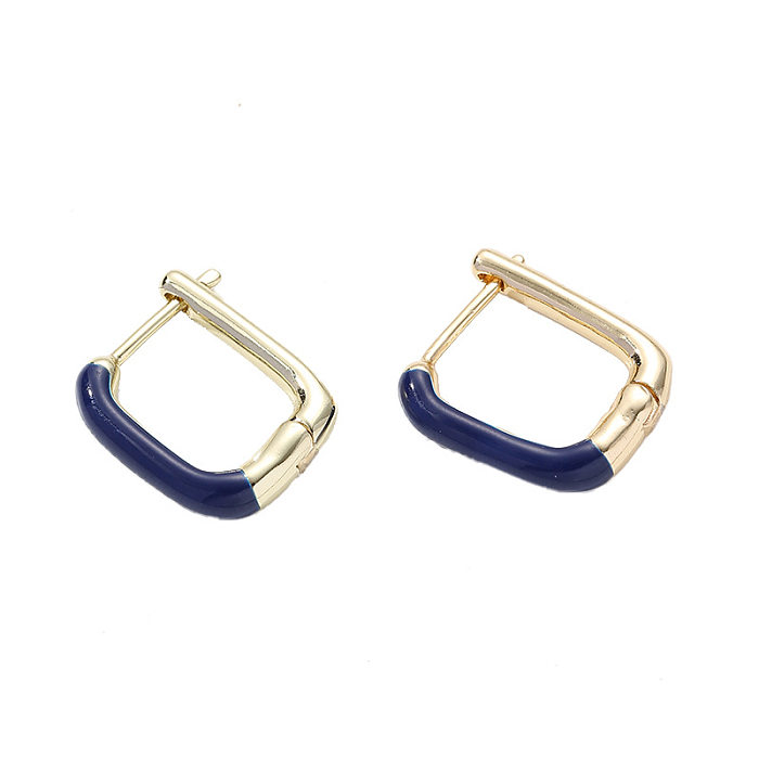 1 Pair Simple Style Square Copper Enamel Earrings