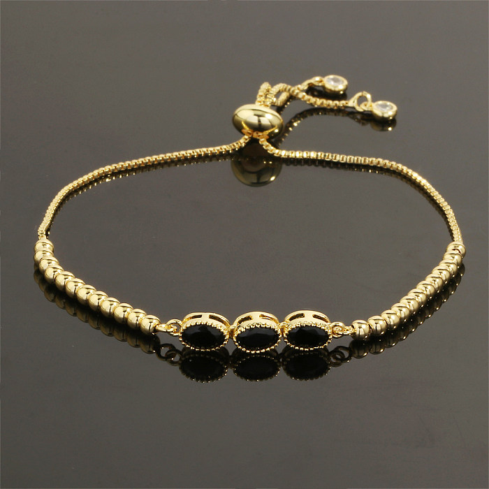 Bracelets plaqués or 18 carats avec incrustation de cuivre ovale brillant Streetwear