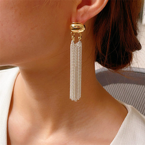 1 Pair Elegant Streetwear Tassel Tassel Plating Inlay Copper Zircon Drop Earrings