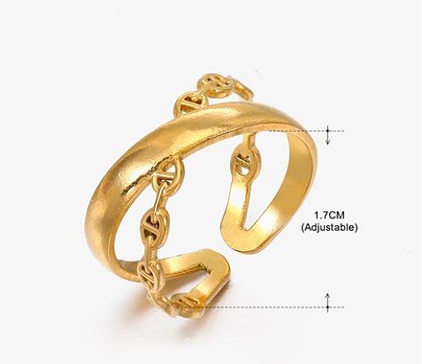 Wholesale Vintage Style Cross Solid Color Stainless Steel Plating 18K Gold Plated Open Rings