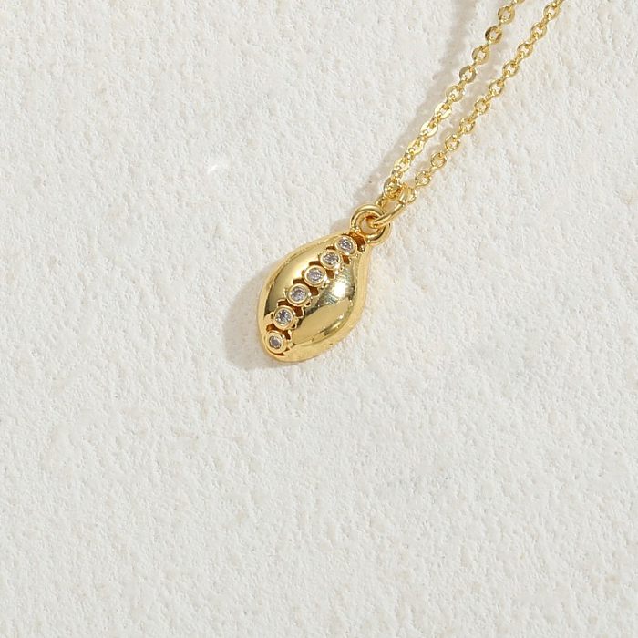 Classic Style Sun Oval Fish Tail Copper Plating Inlay Zircon 14K Gold Plated Pendant Necklace
