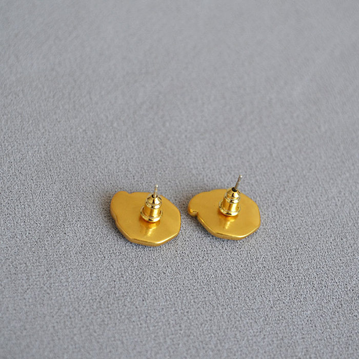 1 Pair Retro Moon Enamel Plating Copper Gold Plated Ear Studs
