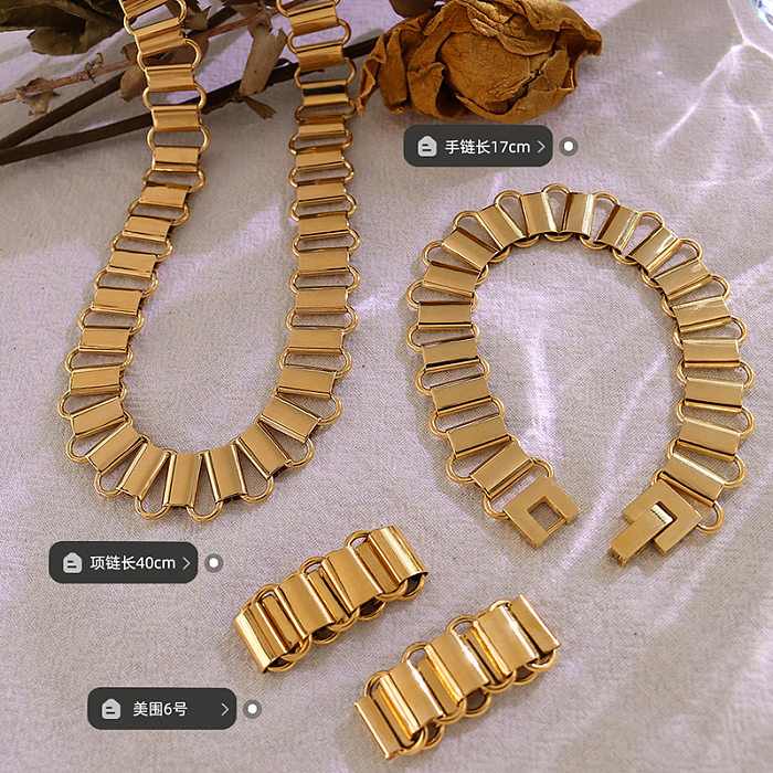 Ensemble de bracelets et colliers géométriques creux à la mode, en acier titane, bijoux plaqués or 18 carats
