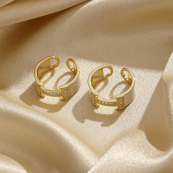 Klassische offene Ringe im Retro-Stil für den Pendelverkehr, einfarbig, verkupfert, Inlay aus Zirkon