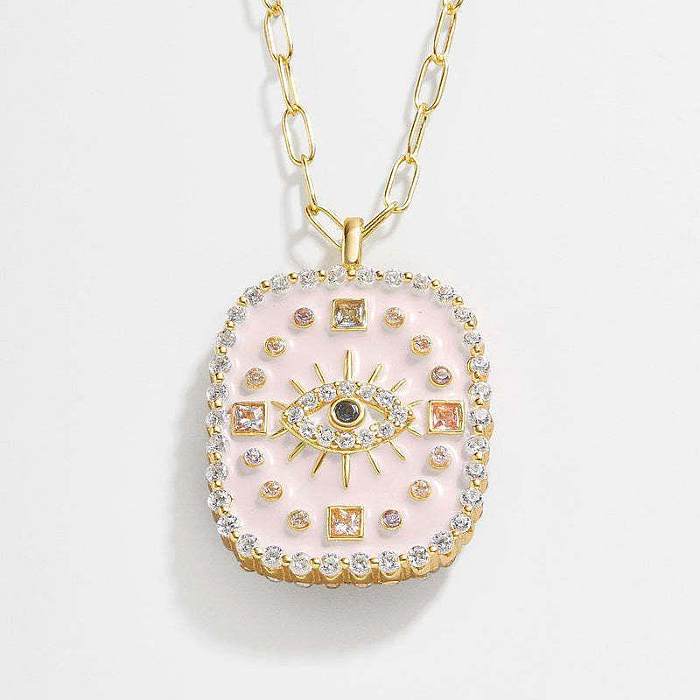 Casual Simple Style Eye Copper Plating Inlay Rhinestones 18K Gold Plated Pendant Necklace