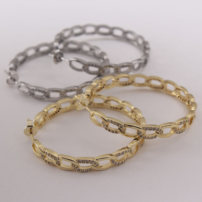 1 Pair IG Style Exaggerated Cool Style Round Plating Inlay Copper Zircon Gold Plated Earrings