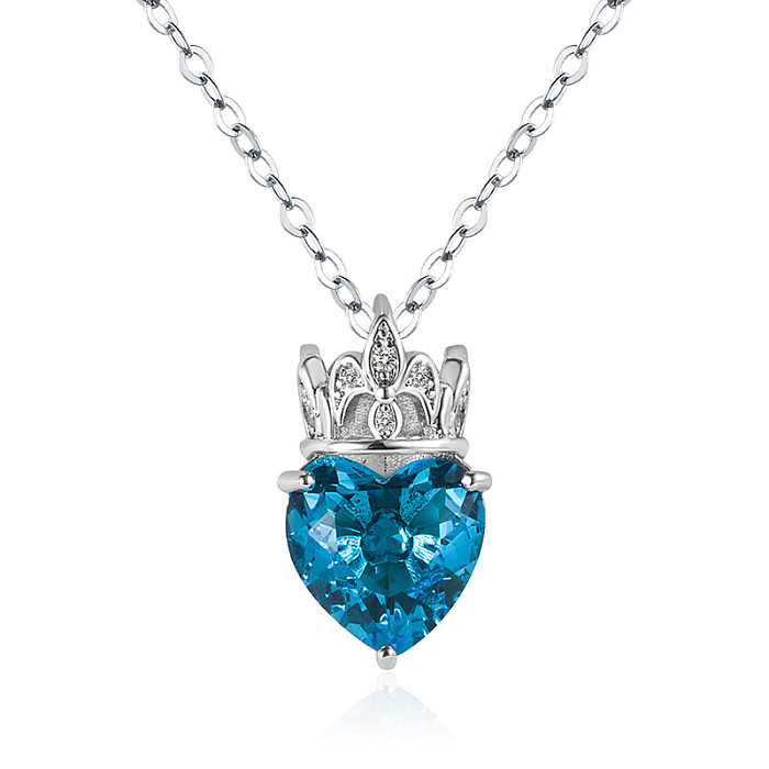 Fashion Queen Necklace Retro Crown Pendant Peach Heart Pendant Clavicle Chain Love Necklace