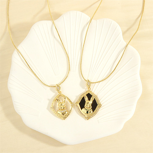 Collier pendentif en Zircon plaqué or 18 carats, Style Simple et rétro, lapin en cuivre, en vrac