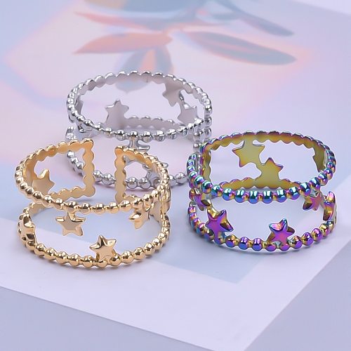 Wholesale Simple Style Star Stainless Steel Open Ring