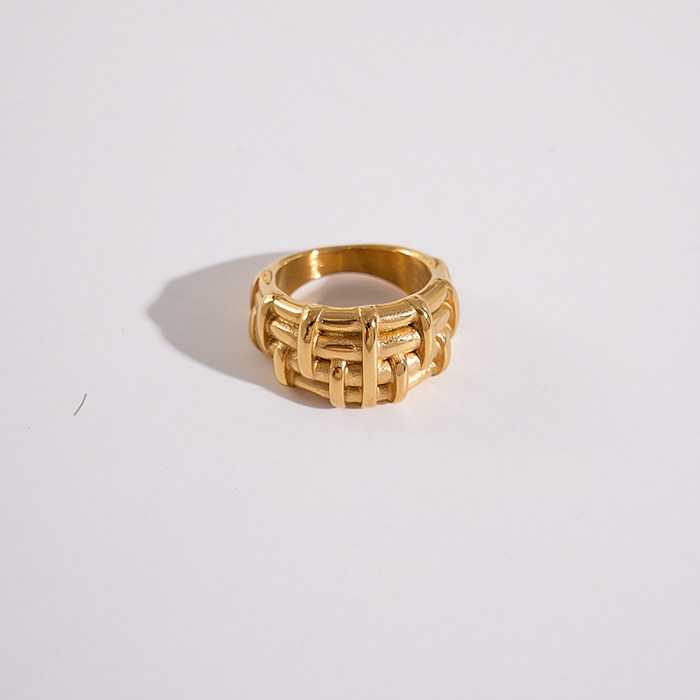 Wholesale Casual Modern Style Artistic Bamboo Stainless Steel Plating Gold Plated Rings