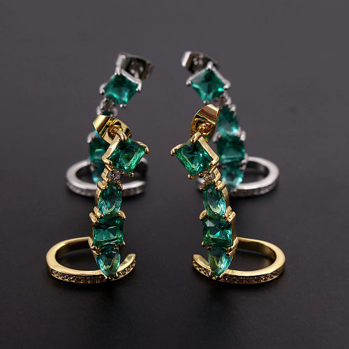 1 Pair Simple Style Square Plating Inlay Copper Zircon White Gold Plated Gold Plated Ear Cuffs