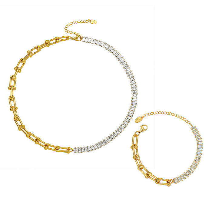 Titanstahl, 18 Karat vergoldet, leichte Luxus-U-förmige Hufeisen-Armband-Halskette im Großhandel