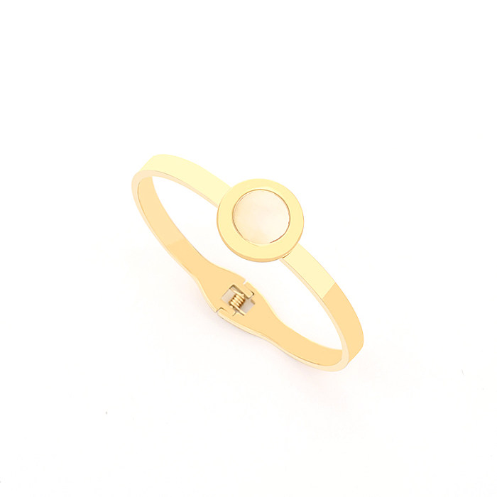 Collar de pendientes de anillos de ópalo con incrustaciones de acero de titanio geométrico de estilo coreano para mujer