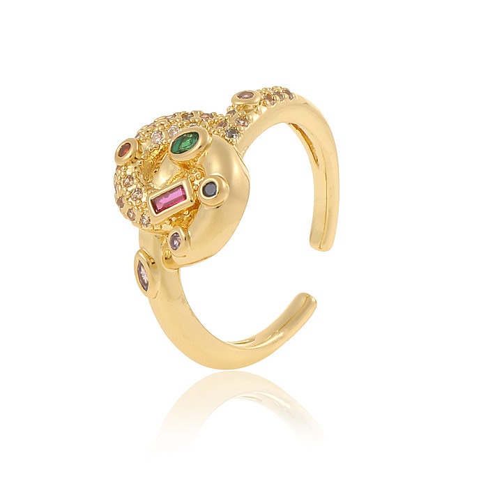 Glamouröser offener Ring mit unregelmäßiger Verkupferung und Inlay aus Zirkon
