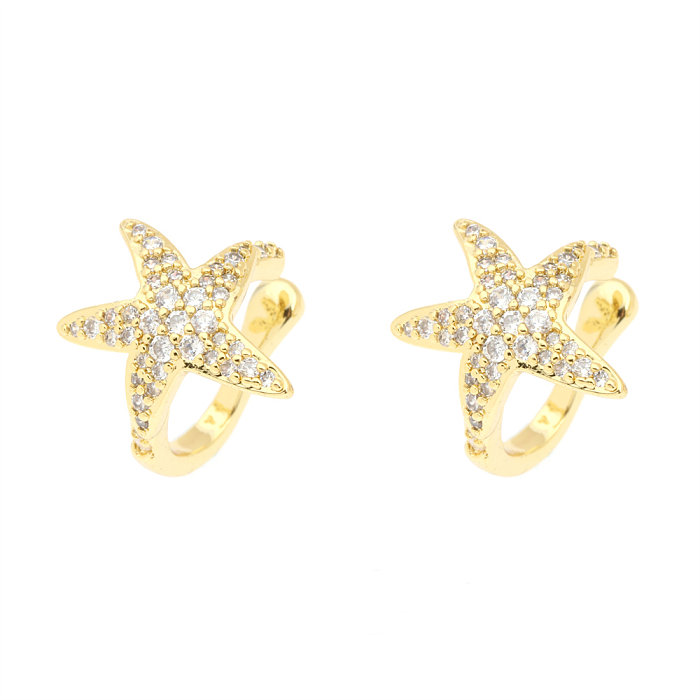 Fashion Starfish Copper Plating Zircon Ear Clips 1 Pair