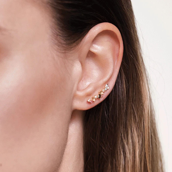 European And American Trend Fashion Small Fresh Water Drop Female Earrings Geometric Multicolor Zircon Ear Clip