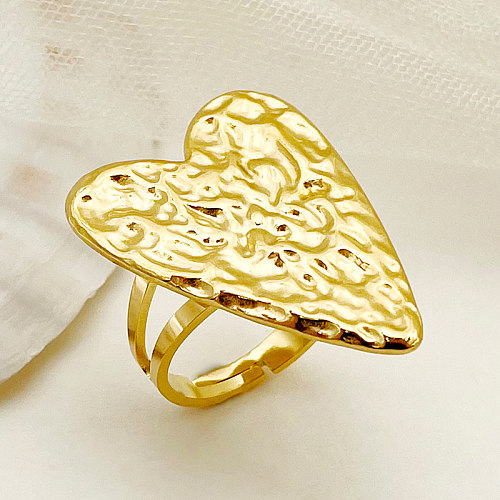 Anéis abertos banhados a ouro com chapeamento de aço inoxidável em formato de coração sexy exagerado