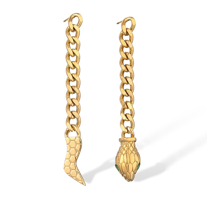 Collar de pendientes y pulseras chapadas en oro de 18 quilates con incrustaciones de acero de titanio y serpiente de estilo Retro Simple