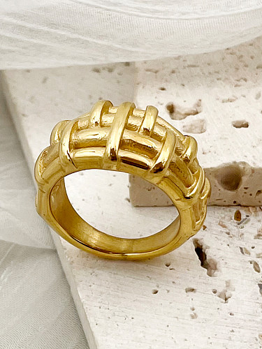 Vergoldete Ringe aus Edelstahl im Vintage-Stil mit künstlerischen Linien in großen Mengen
