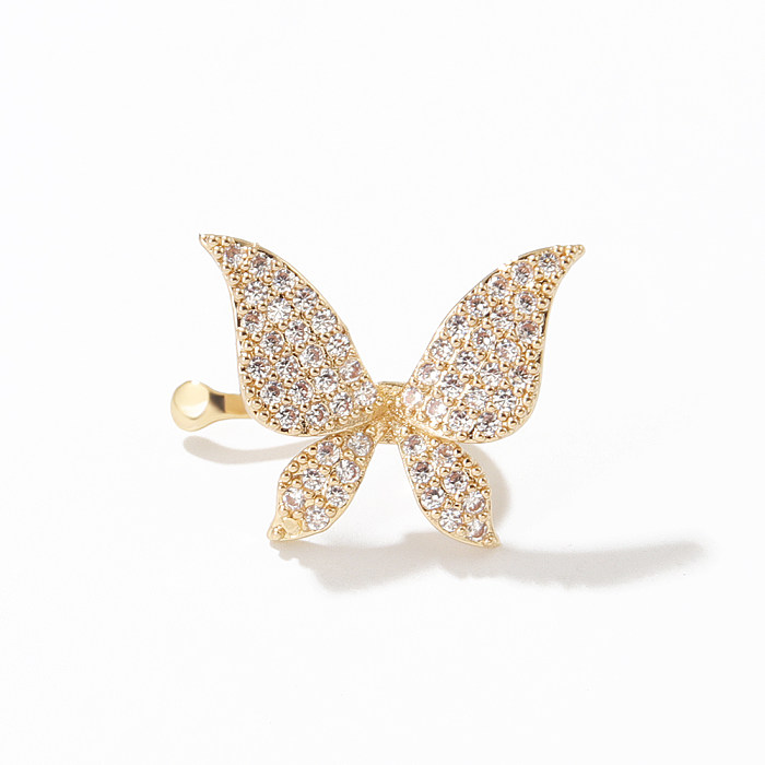 Simple Style Butterfly Copper Plating Zircon Ear Clips 1 Piece