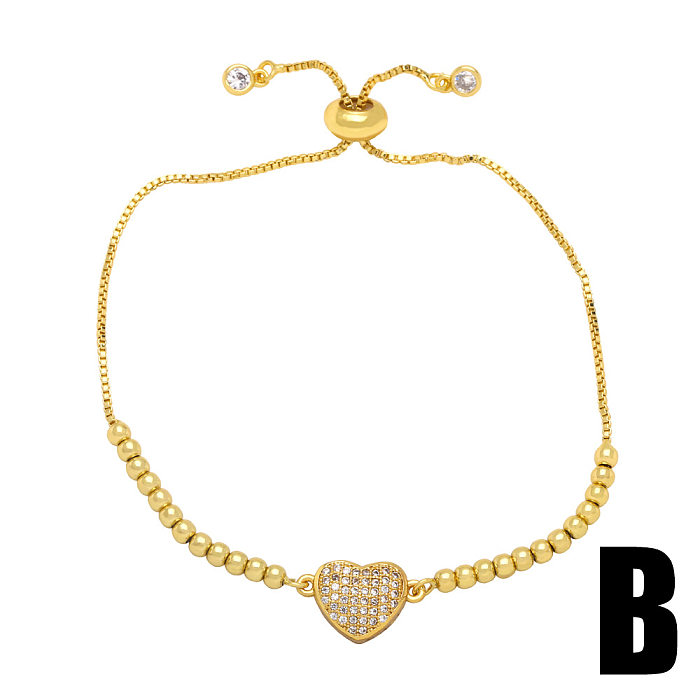 Fashion Heart Shape Butterfly Copper Bracelets Inlay Zircon Copper Bracelets