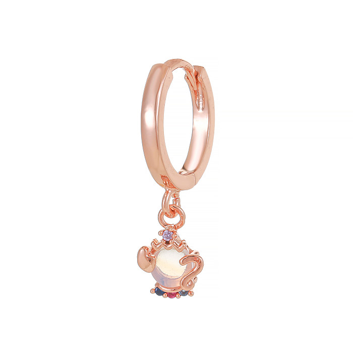 1 Piece Princess Cute Human Animal Plating Inlay Brass Zircon 18K Gold Plated Drop Earrings