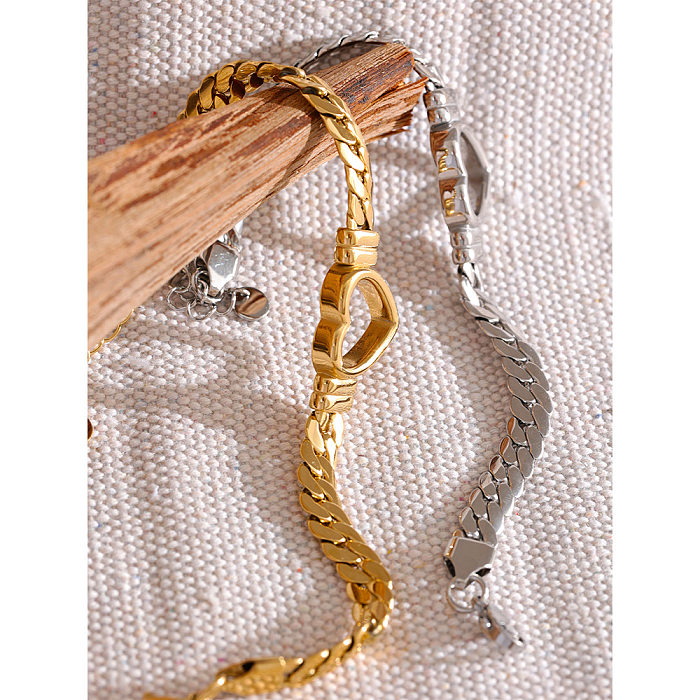 Mode Herz Form Edelstahl Titan Stahl Beschichtung Frauen Armbänder Halskette 1 Stück