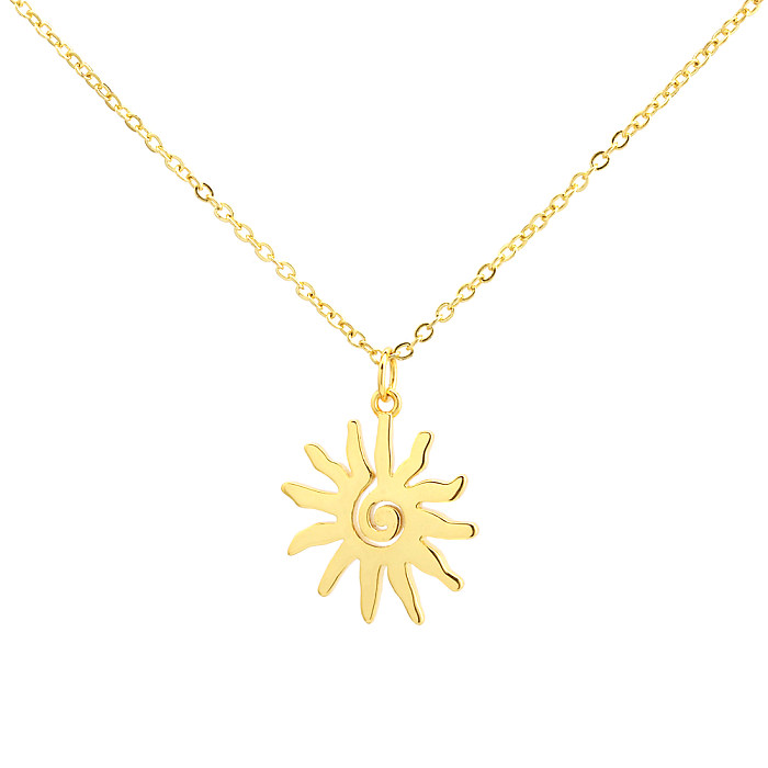 Simple Style Sun Copper 18K Gold Plated Pendant Necklace In Bulk