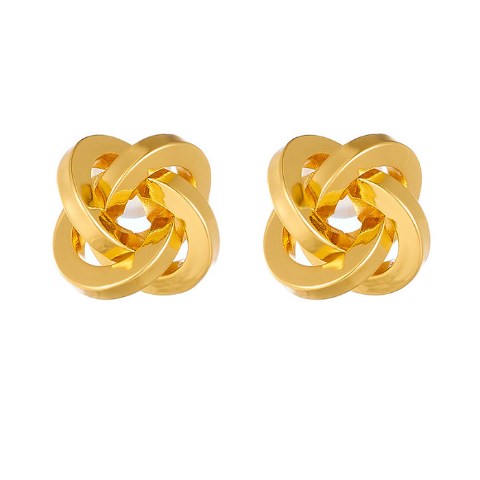 1 Pair Simple Style Solid Color Plating Copper Gold Plated Ear Studs