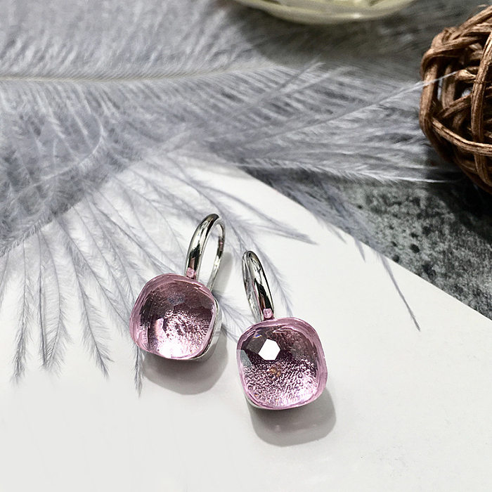 1 Pair Vacation Square Plating Inlay Copper Artificial Crystal Earrings