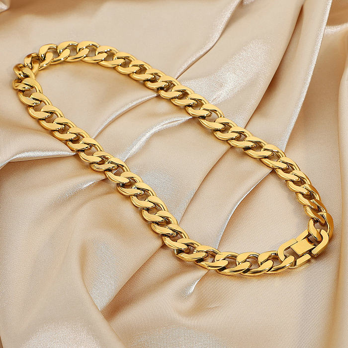 1 pieza de collar de pulseras de cadena con hebilla de acero inoxidable de color sólido hip-hop