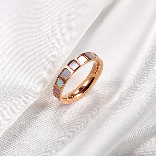 Anéis de concha com embutimento de aço de titânio quadrado de estilo simples de 1 peça
