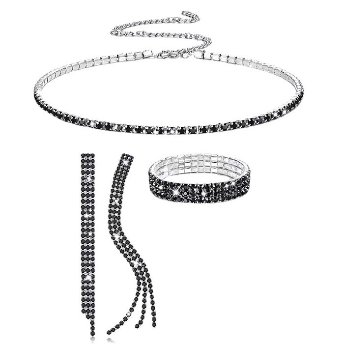 Mode geometrische Quaste Strass Titan Stahl Armbänder Ohrringe Halskette 1 Set